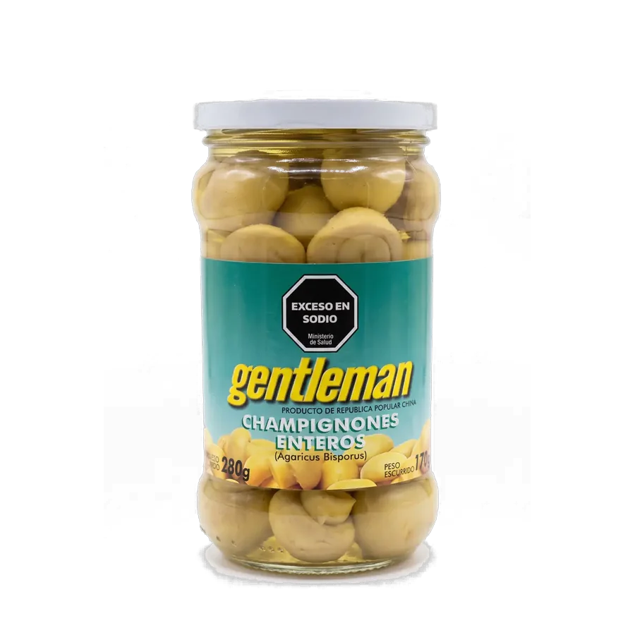 Champiñones enteros en frasco – GENTLEMAN — envase